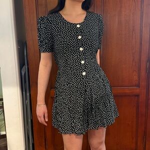 Vintage polka dot puff button up sleeve romper/playsuit sz 8